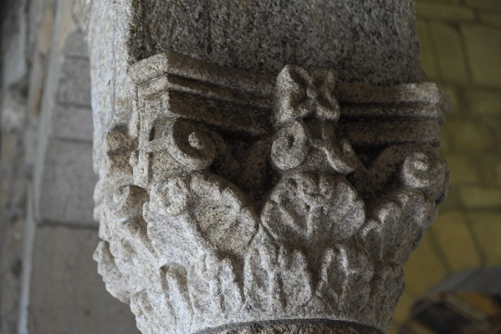 Carved granite capital in the Chapel of São Pedro de Balsemão