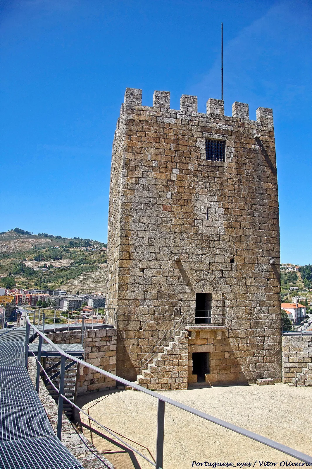 Crenellated keep of Lamego Castle seen from the parade ground