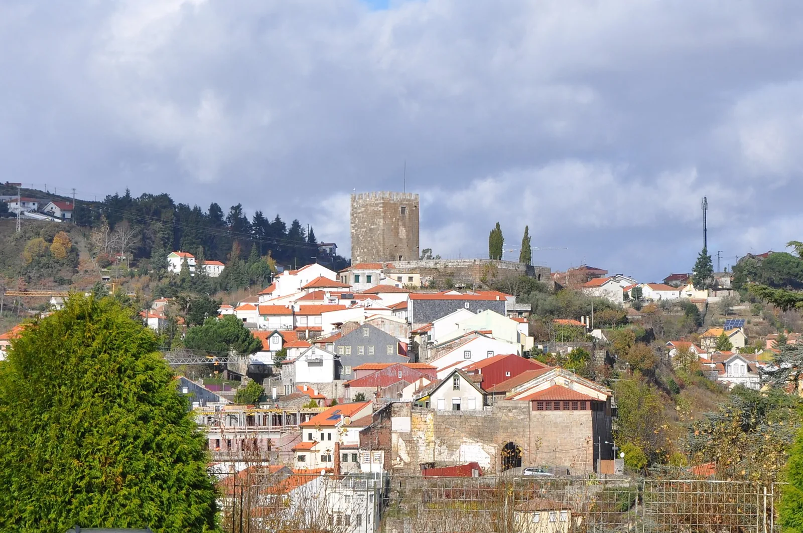 Keep of Lamego Castle rising above the houses of the town