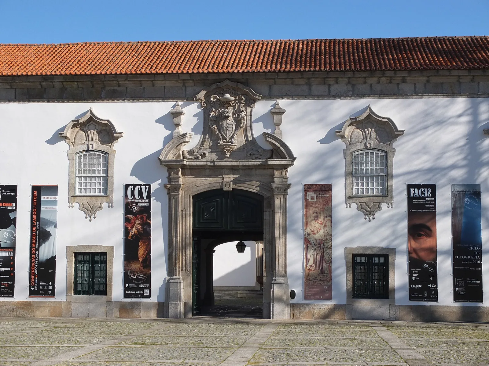 Baroque portal and façade of the Lamego Museum, the former Episcopal Palace