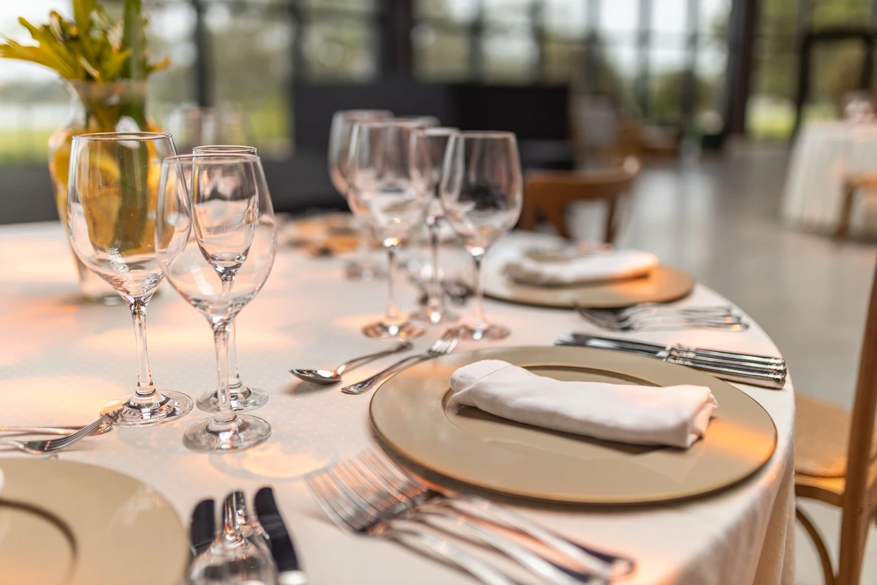 Elegantly set fine dining table with glassware, representing the Douro Valley's growing gastronomic scene